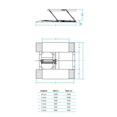 Подъемник ножничный, г/п 3 т (380В) NORDBERG N633-3_380 Подъемник ножничный, г/п 3 т (380В) NORDBERG N633-3_380