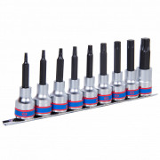 НАБОР ТОРЦЕВЫХ НАСАДОК 1/2", TORX, Т20-Т60 ММ, L = 80 ММ, 9 ПРЕДМЕТОВ KING TONY 4119PR10