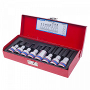 НАБОР ТОРЦЕВЫХ НАСАДОК 1/2", SPLINE, M5-M16, L = 80 ММ, 8 ПРЕДМЕТОВ KING TONY 4128PR