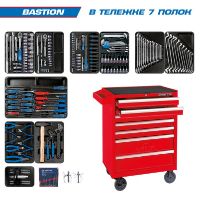 НАБОР ИНСТРУМЕНТОВ "BASTION" В КРАСНОЙ ТЕЛЕЖКЕ, 204 ПРЕДМЕТА KING TONY 934-100MR НАБОР ИНСТРУМЕНТОВ "BASTION" В КРАСНОЙ ТЕЛЕЖКЕ, 204 ПРЕДМЕТА KING TONY 934-100MR