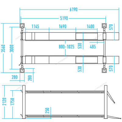 Подъемник четырехстоечный, c траверсой NORDBERG 4450, г/п 5 тонн, для сход-развала Подъемник четырехстоечный, c траверсой NORDBERG 4450, г/п 5 тонн, для сход-развала