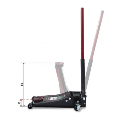 Домкрат подкатной гидравлический двухпоршневой 3т низкопрофильный RF-T830018 (h min 75мм, h max 510мм) Домкрат подкатной гидравлический двухпоршневой 3т низкопрофильный RF-T830018 (h min 75мм, h max 510мм)