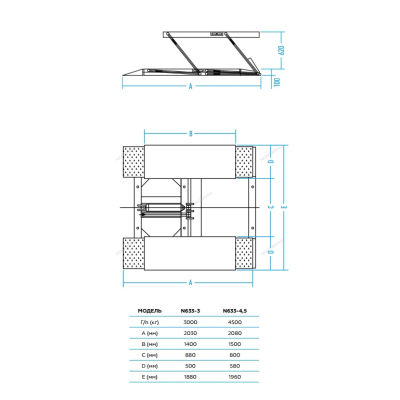 Подъемник ножничный NORDBERG , г/п 4,5 т (220В) Подъемник ножничный NORDBERG , г/п 4,5 т (220В)