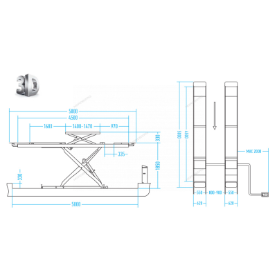 Подъемник ножничный для сход-развала г/п 4,5 т, 2 уровня подъема (с аварийным опусканием) Подъемник ножничный для сход-развала г/п 4,5 т, 2 уровня подъема (с аварийным опусканием)